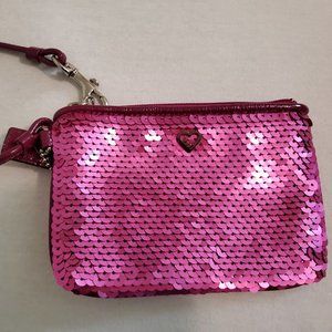 NWOT Coach pink sequin wristlet